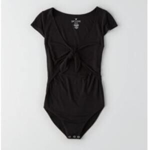 AmericanEagle Soft & Sexy Crepe Front Tie Bodysuit